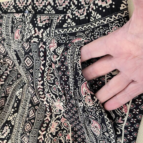 BCBG Maxazria BohoGrey Pink Black Floral Dressy Jogger Pants M Elastic Waist NEW - Picture 9 of 12